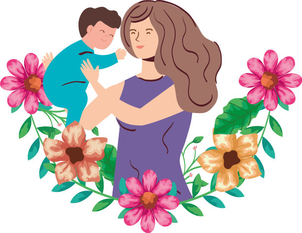 母亲举着用鲜花装饰的婴儿图片下载