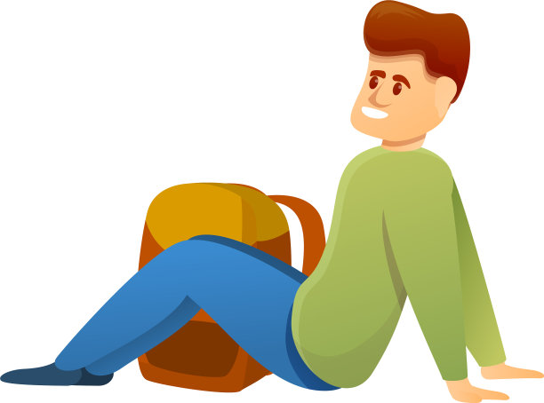 坐着的徒步旅行者图标卡通风格图片下载