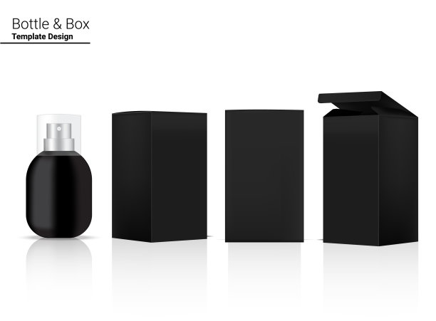 喷雾瓶模拟逼真的化妆品和盒子图片下载