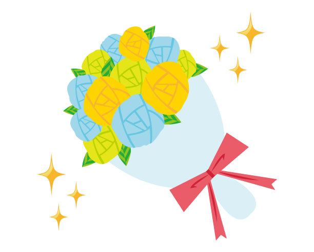 矢量插图的彩色玫瑰花束与丝带图片下载