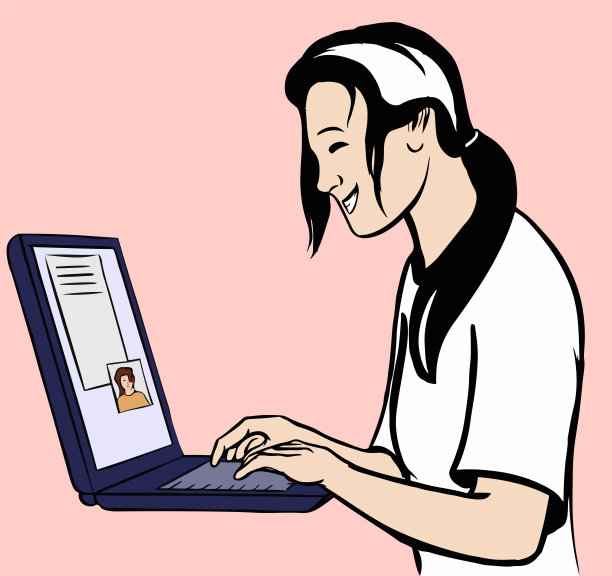 有笔记本电脑的女人图片下载