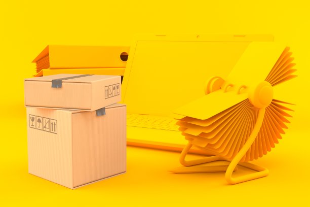 办公室背景与盒子堆叠图片下载