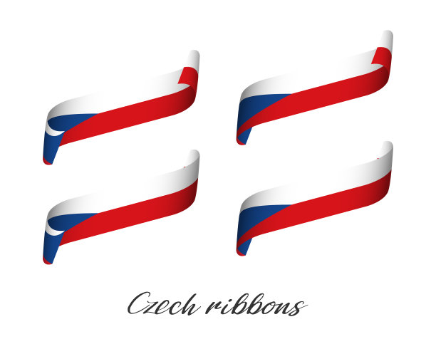 捷克彩带国旗捷克共和国图片下载