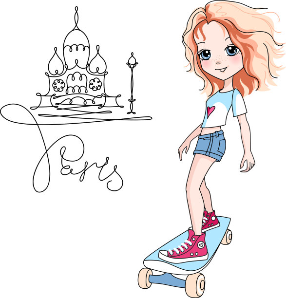 巴黎的女滑板手图片下载