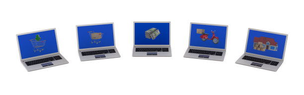 网上购物的白色背景。孤立的3 d演示图片下载