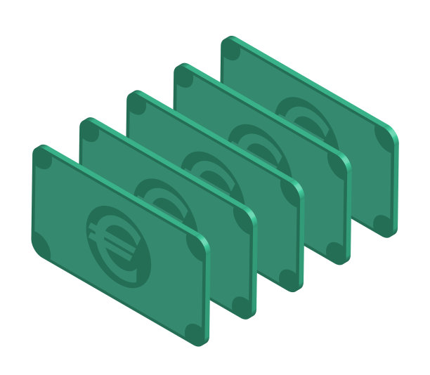 欧元纸币图标在3d符号设计彩色图片下载