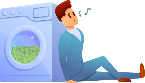 金钱洗衣机图标卡通风格图片下载