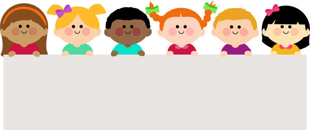 一组手持横向空白横幅的儿童图片下载