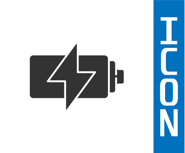 灰色电池图标孤立在白色背景图片下载