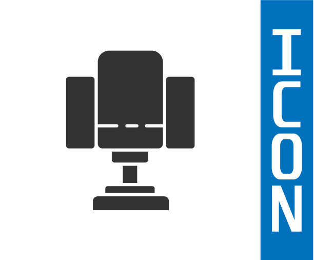 灰色导演电影椅子图标孤立在白色图片下载