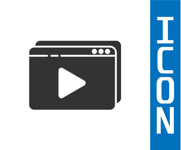 灰色在线播放视频图标孤立在白色图片下载