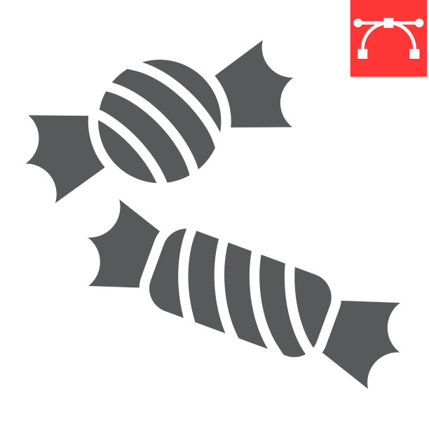 糖果字形图标，万圣节和吓人，糖果符号矢量图形，可编辑笔触固体图标，eps 10。图片下载