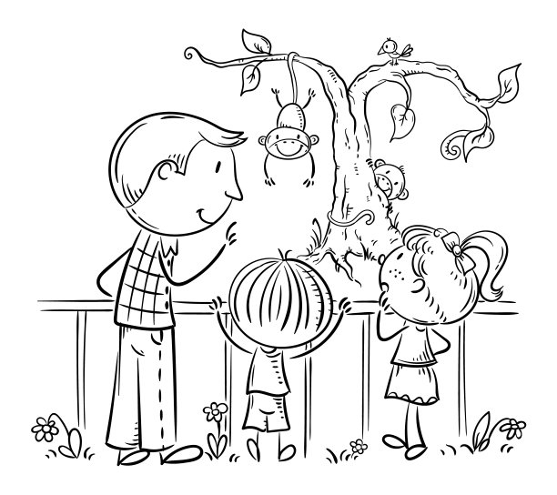 父亲，老师或导游，在动物园观赏动物图片下载