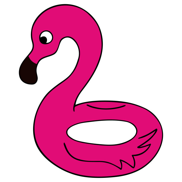 火烈鸟形状的戒指。颜色向量插图。孤立的白色背景。卡通风格。儿童玩具的水程序。充气游泳圈。海滩度假、游泳池和水上公园的必备设备。图片下载