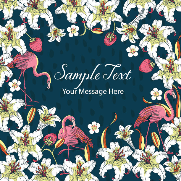 热带火烈鸟矢量框架背景图片下载