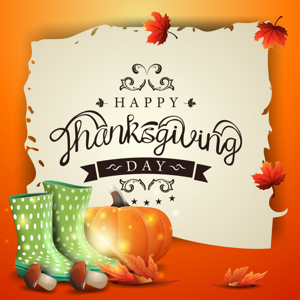 感恩节快乐，有创意的问候横幅与旧羊皮纸和美丽的标志图片下载