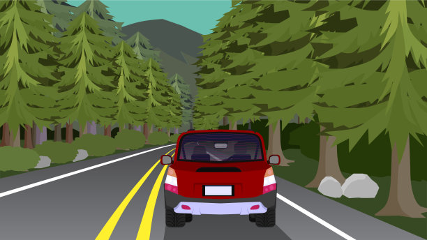 个人房车在柏油路上前往目的地。图片下载