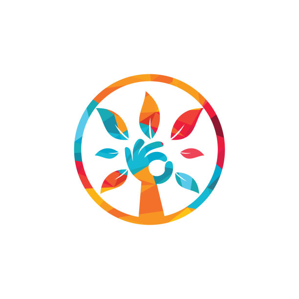 创意绿手树标志设计。天然产品的标志。图片下载