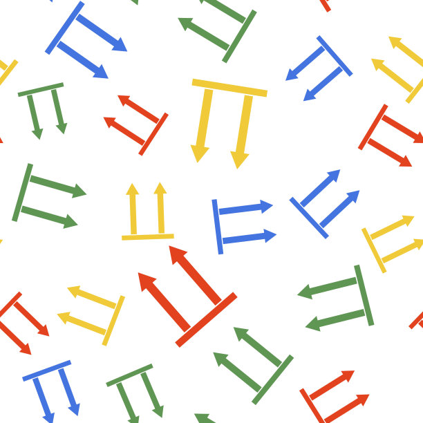 颜色这一边向上的图标孤立的无缝模式在白色背景。两个箭头指示顶部包装。货物处理好了，所以这些箭头总是指向上方。向量图片下载