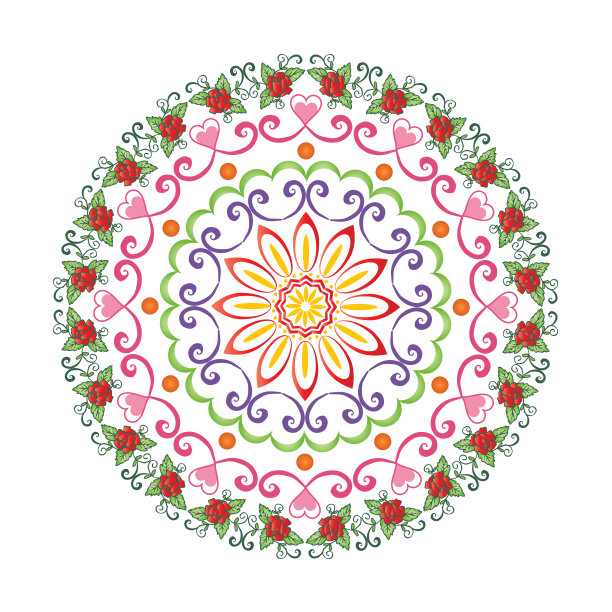 红玫瑰圆形装饰。图片下载