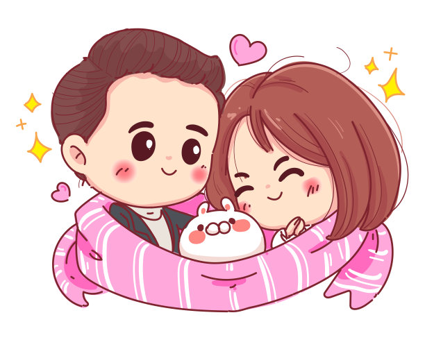 浪漫的夫妇拥抱与幸福的家庭和情人节概念孤立在白色的背景。图片下载