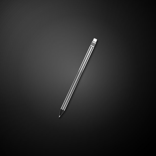 银色铅笔与橡皮图标隔离在黑色背景。教育的迹象。绘画和教育工具。学校办公室的象征。长长的阴影风格。向量图片下载