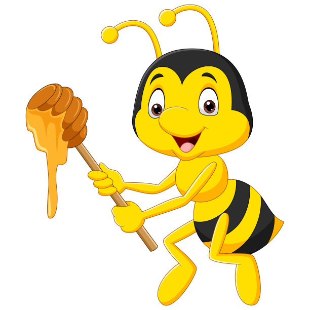卡通插图蜜蜂拿着蜂蜜图片下载