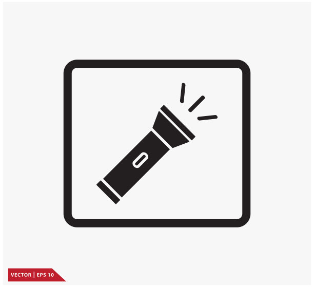 手电筒图标矢量标志模板图片下载