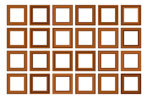 大套的方形复古金框架为您的设计。复古封面。文本。古色古香的漂亮矩形框架。模板向量插图。图片下载