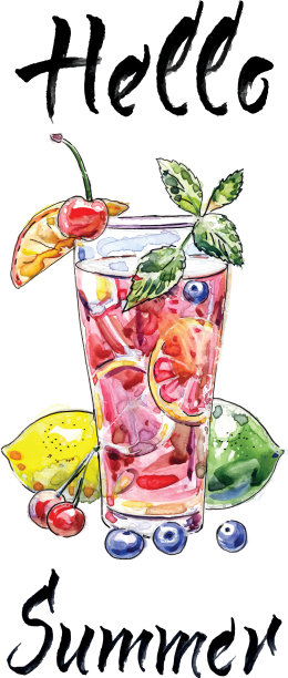 夏日鸡尾酒手绘图片下载