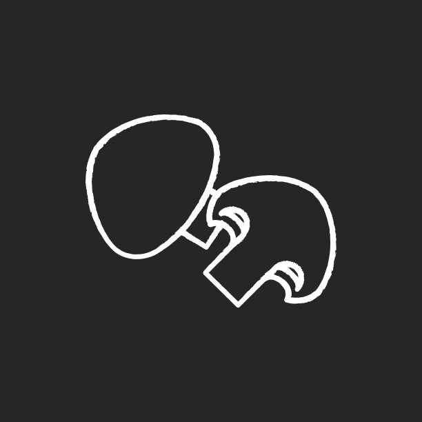 蘑菇粉笔白色图标上的黑色背景图片下载