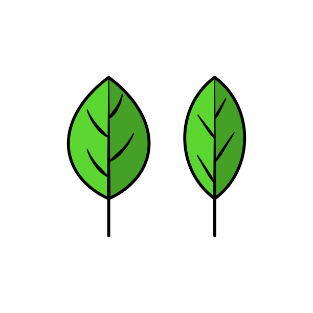 叶子图标在时尚的平面设计图片下载