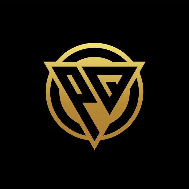 Pq标志的字母组合与三角形形状和圆形图片下载