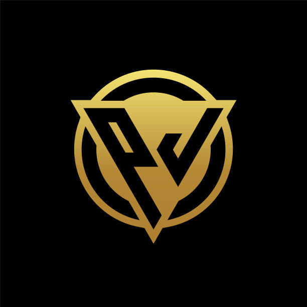 Pj标志字母与三角形形状和圆形图片下载