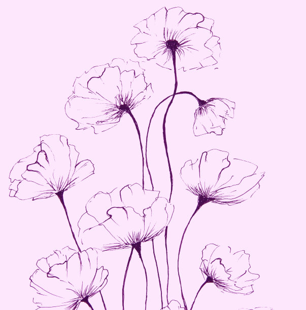 水彩画印象派风格，肌理画，花卉静物，图片下载