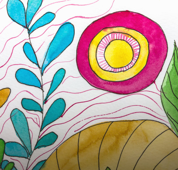 水彩画、印象派、肌理画、花卉静物画、彩色画、花卉图案画、插画图片下载