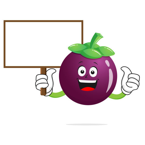 山竹的角色拿着白色背景的白板-矢量图片下载