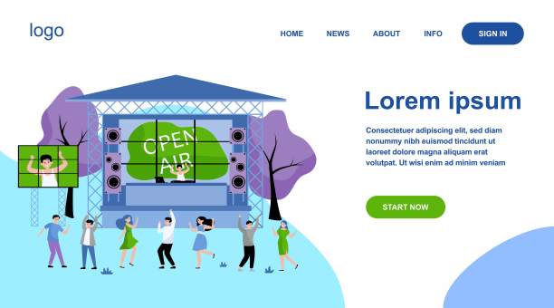 卡通人物在露天节日上娱乐图片下载