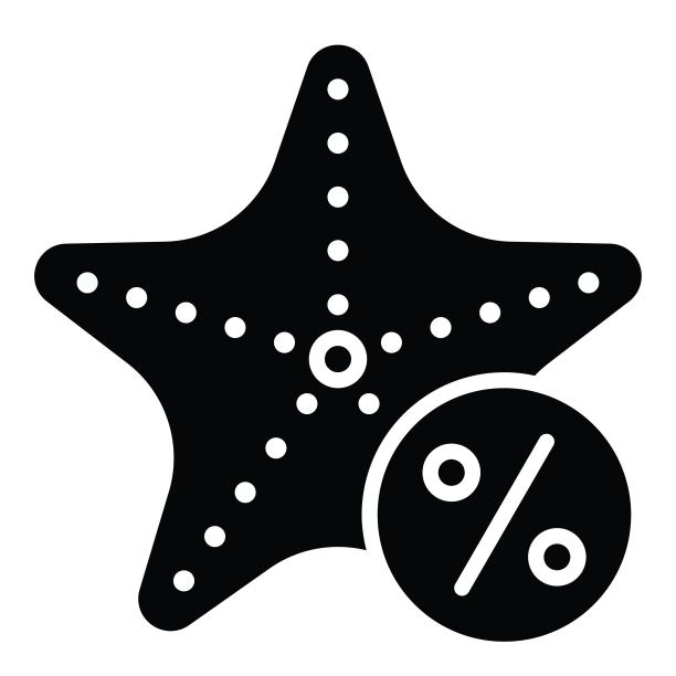 海星与百分比标签图标，夏季销售相关矢量图片下载