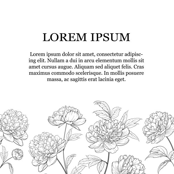 植物水墨风格的玫瑰与文字所处图片下载