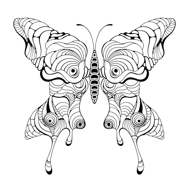 用于纹身或t恤印花的蝴蝶艺术模板图片下载