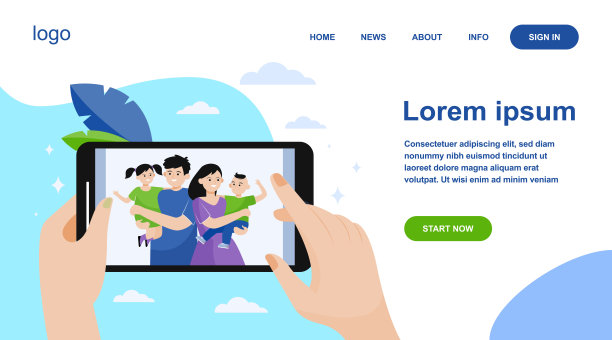 观看家人和孩子照片的人的手图片下载