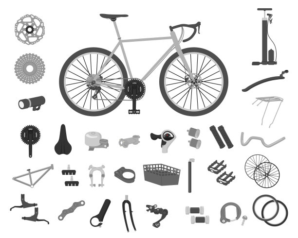 自行车零件插图设置材料图片下载