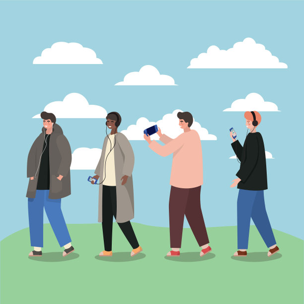 用智能手机设计公园的男孩图片下载