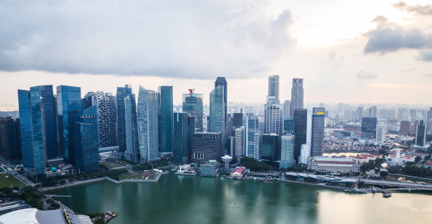 新加坡日落全景横幅图片下载