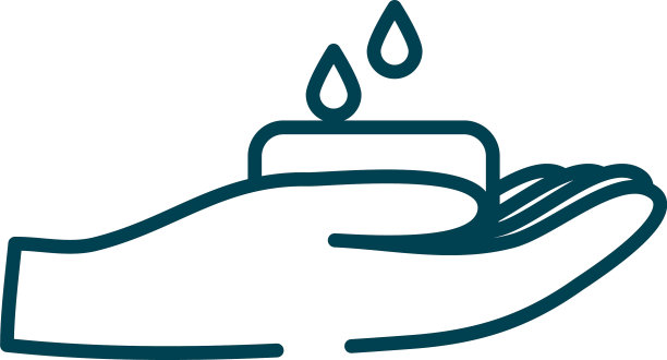 手握肥皂条和水滴图标图片下载