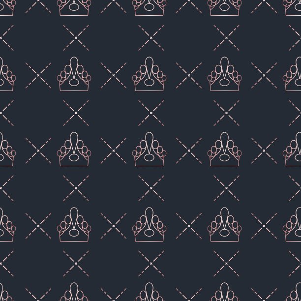 黄金几何皇冠无缝矢量图案图片下载