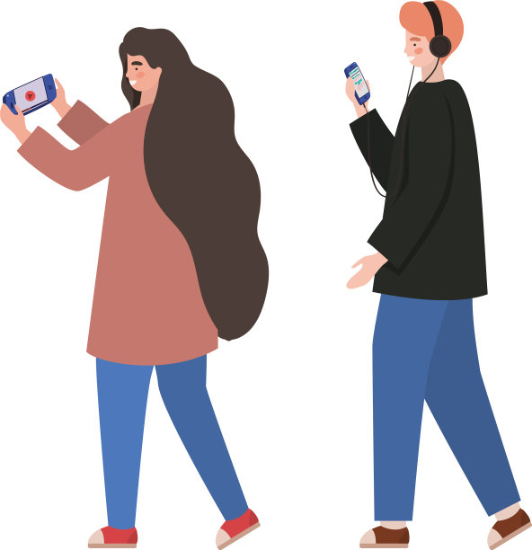 男孩和女孩的智能手机设计图片下载