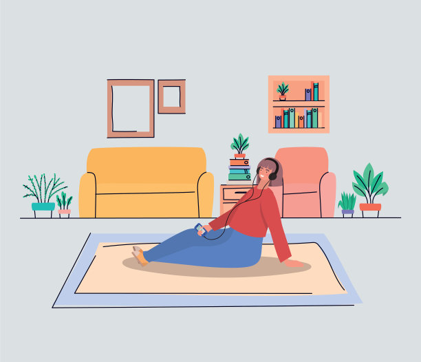 女孩在家里用智能手机设计图片下载