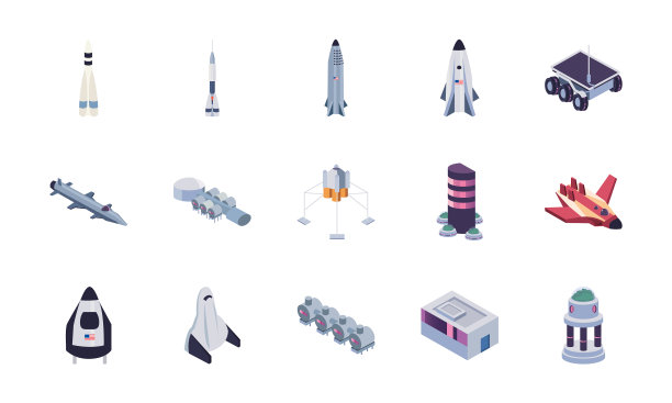 孤立空间填充风格图标集设计图片下载